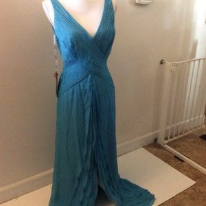 NWT Tadashi Collection Blue Silk Chiffon Gown